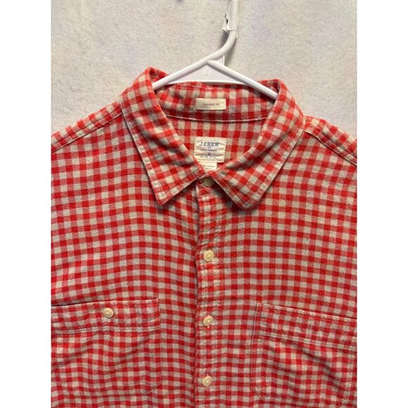 J.Crew Mens Red & White Checkered Flannel Shirt Tailored Fit Size M - Picture 3 of 10
